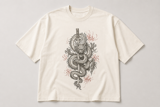 Drakens Klinga cremefärgad T-shirt framifrån