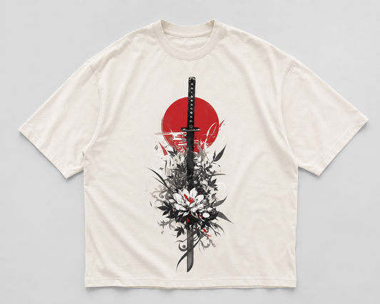 Crimson Katana off-white T-shirt framifrån