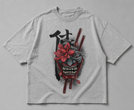 Oni Blossom grå T-shirt framifrån