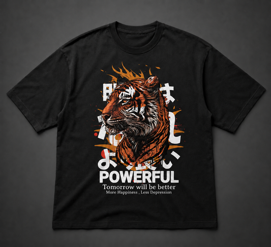 Tiger Power svart T-shirt framifrån