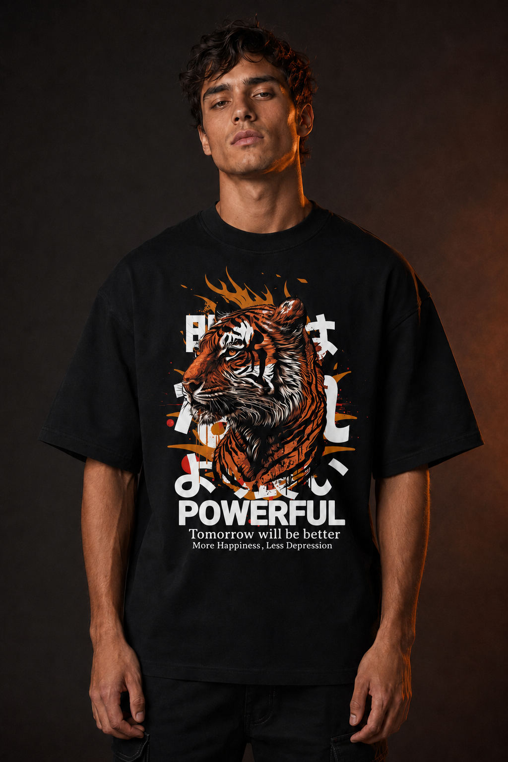 Tiger Power svart T-shirt på modell