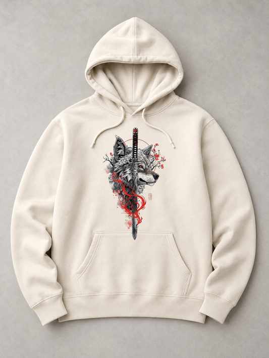 Wolfblade off-white hoodie framifrån